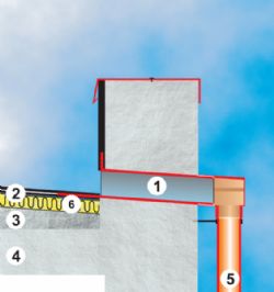 Střešní rohová vpusť PVC L425, 65x100 mm