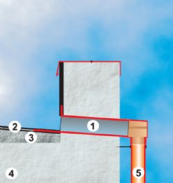 Střešní rohová vpusť PVC L425, 100x100 mm