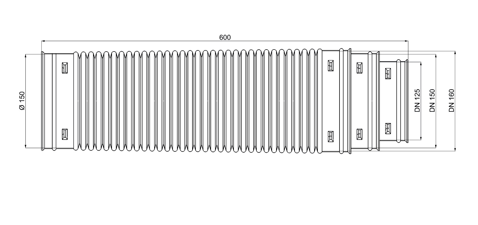 Připojovací trubice RUROFLEX 125 mm