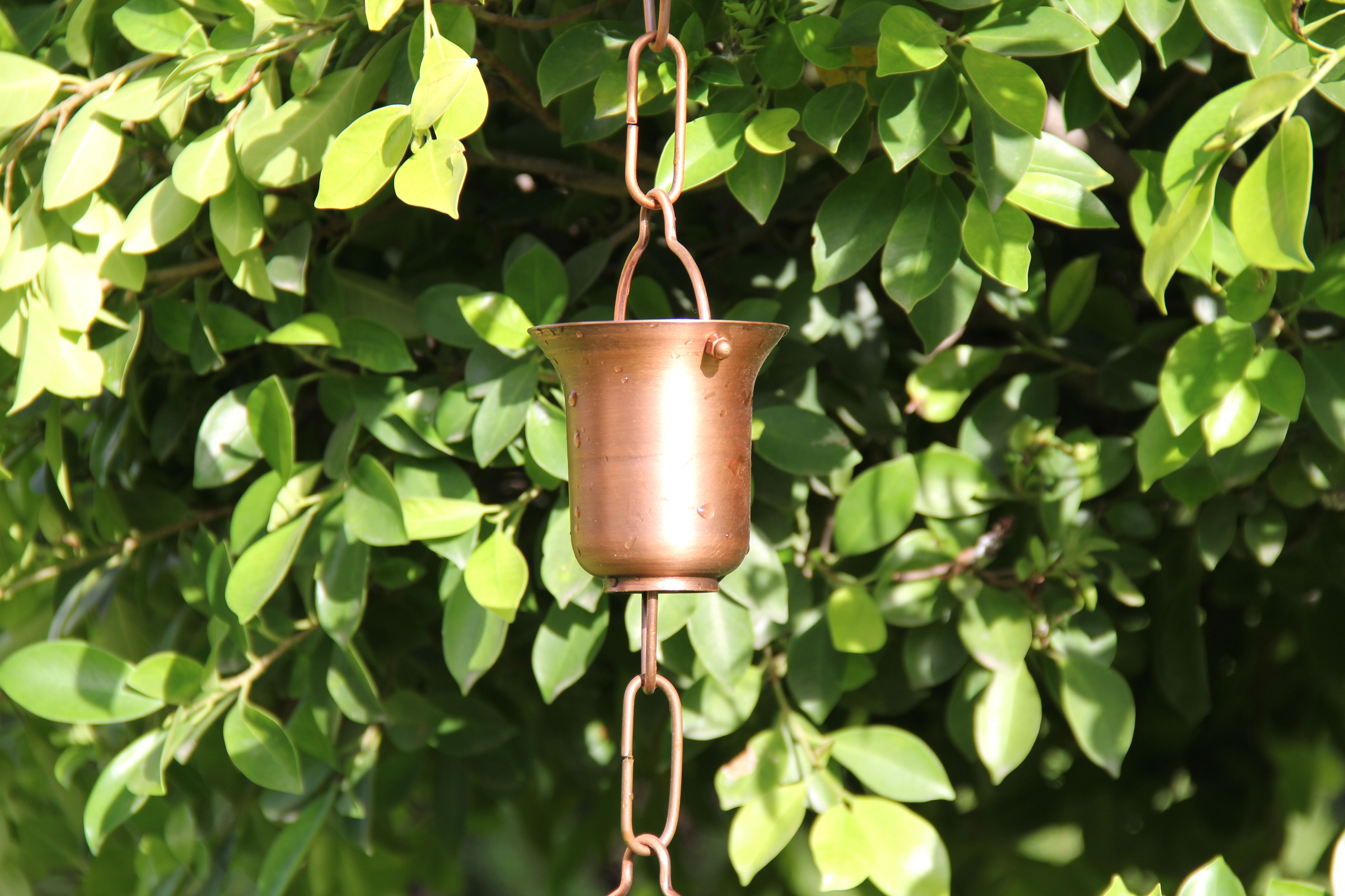 Měděný okapový dešťový řetěz - zvon, délka 2,5m