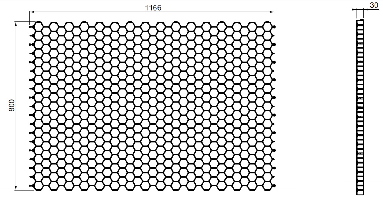 Stabilizační pojezdová plástev do štěrku s integrovanou geotextilií 1166x800x30mm